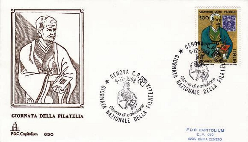 IT1872 - 09/12/1988 - 1v - 3 giornata della filatelia - Ritratto di Edoardo Chiossone