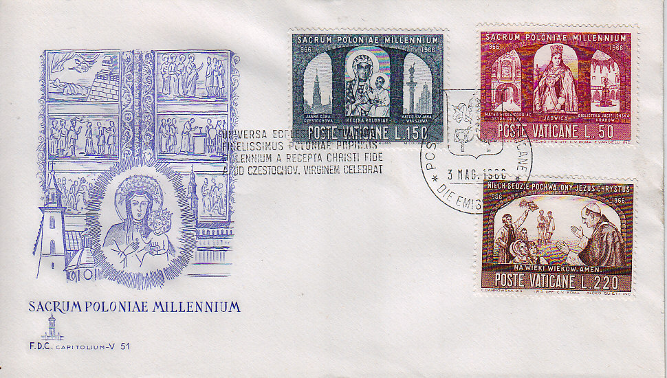 SCV 1966 - 433 S114 Serie completa 6 val. - Millenario della conversione della Polonia al Cristianesimo